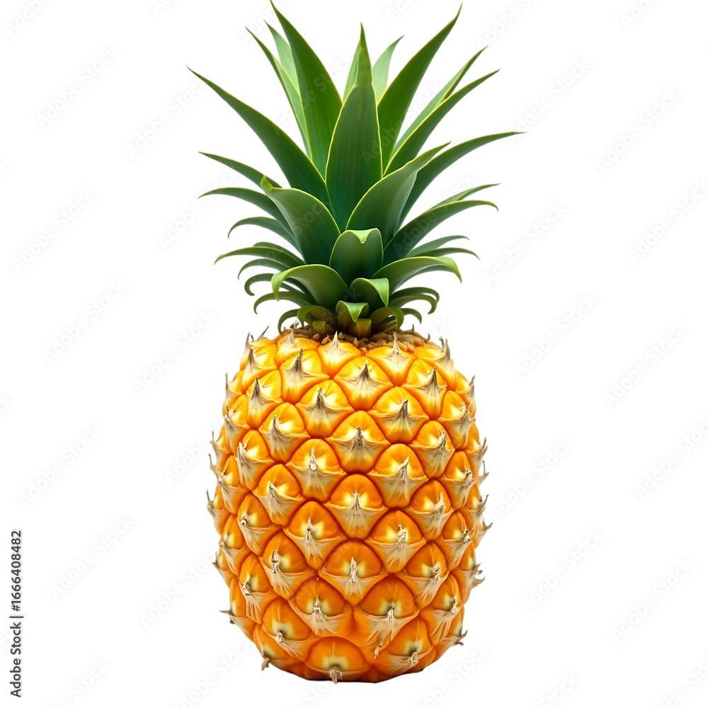 Fototapeta premium Ripe Pineapple Fruit, Isolated on Black Background, Tropical Fruit Image