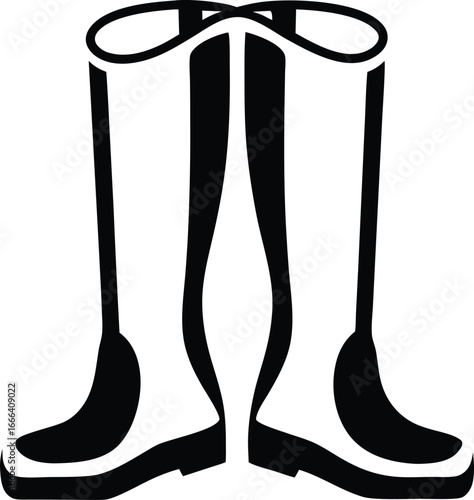 Pair black rubber boots vector illustration. silhouette rubber boots on white background.
