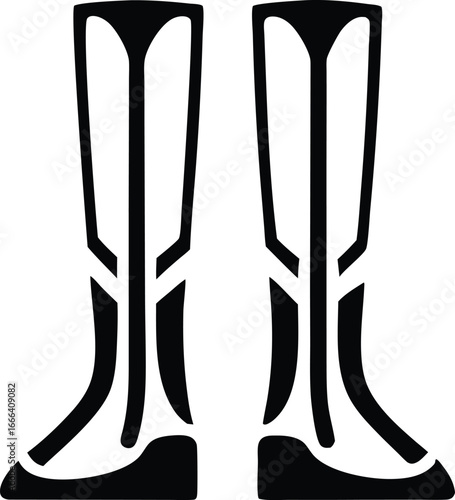 Pair black rubber boots vector illustration. silhouette rubber boots on white background.