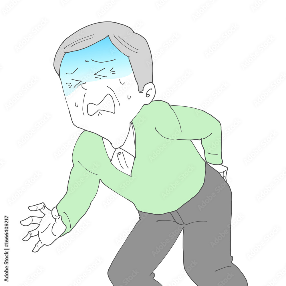 Obraz premium 腰が痛いシニア男性 青ざめる