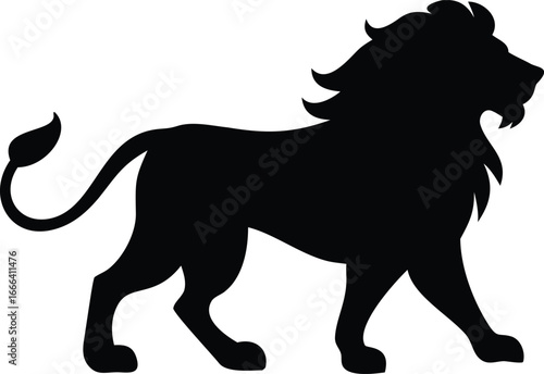 a black silhouette of a lion, dramatic lighting, minimalist, high contrast, detailed portrait, digital art
