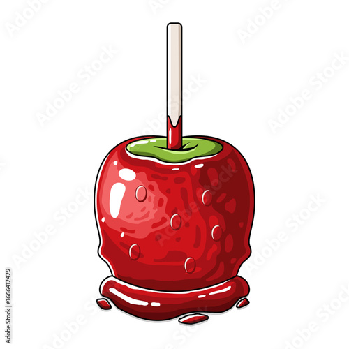 Melted candy apple vector illustration. Dessert snack realistic isolated design
