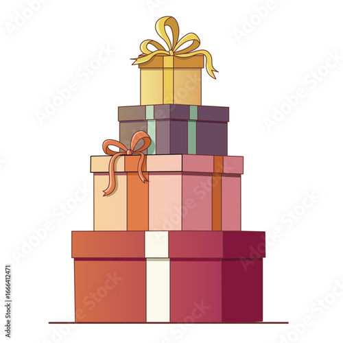 Colorful gift boxes vector illustration. Shopping, party and birthday items