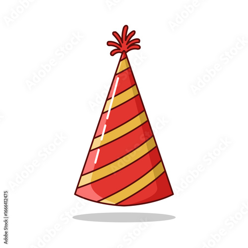 Party hat vector illustration, fun and carnival object design on transparent background