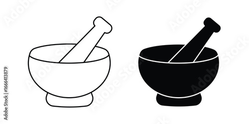 mortar and pestle icons vector isolated on white background