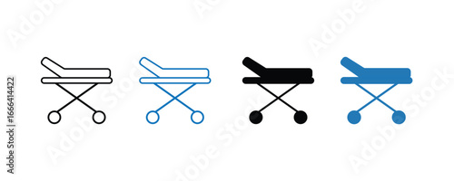 stretcher medical hospital bed icon set vector isolated on white background
