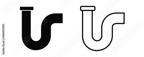 Sink pipes or sink p-pipe trap drain plumbing icon vector for plumbing apps and websites