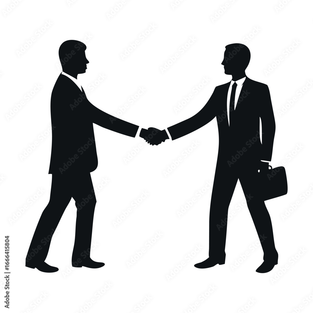 Fototapeta premium two businessmen handshake silhouette 