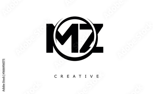 MZ Letter Logo - Circular Monogram Emblem with Bold Minimal Design for Modern Branding