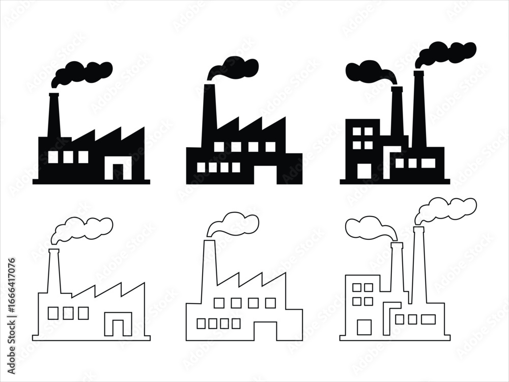Obraz premium Factory icon set vector. industry symbol. vector illustration