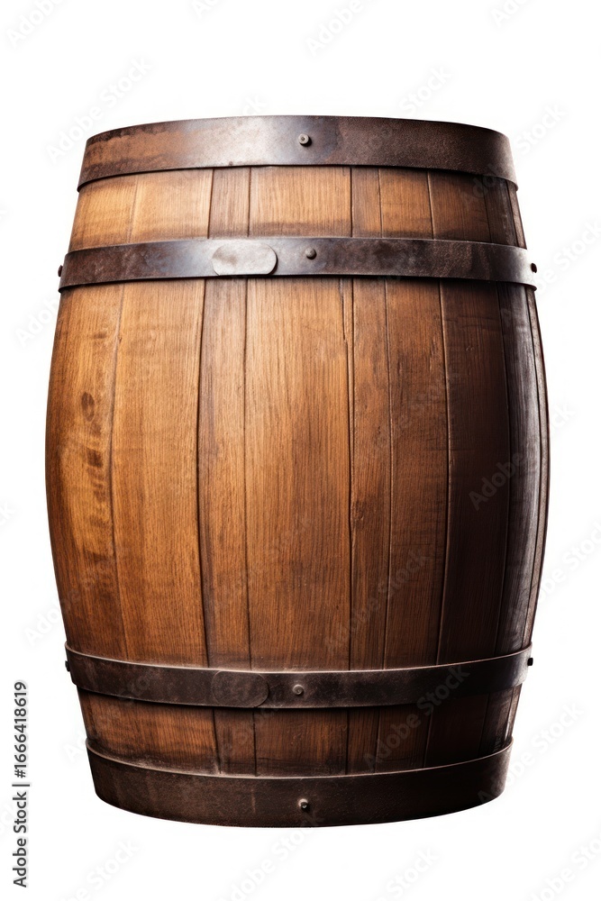 Obraz premium Wood barrel keg white background refreshment.