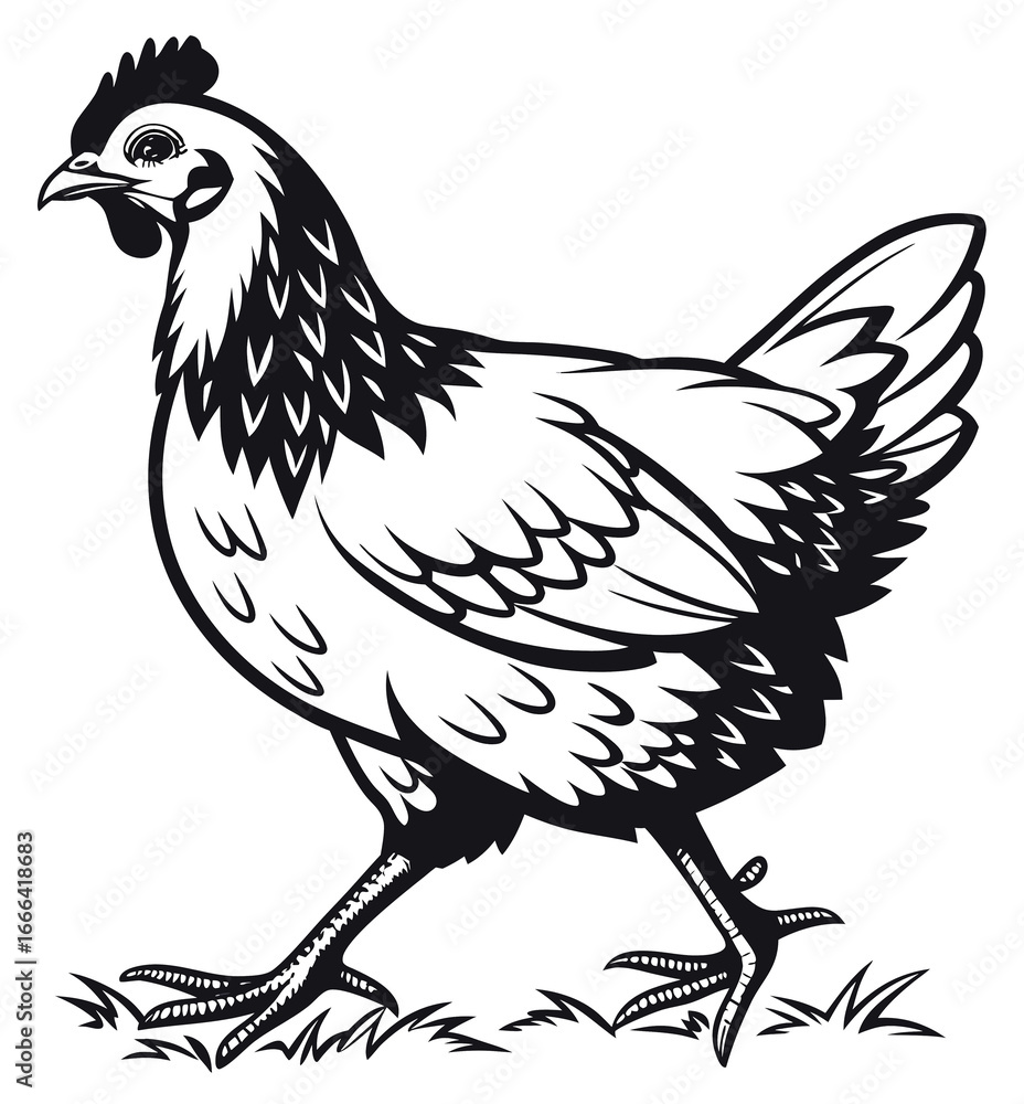 Fototapeta premium black and white chicken hen