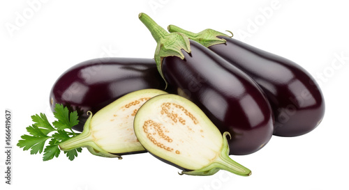 Isolated Eggplants with Parsley