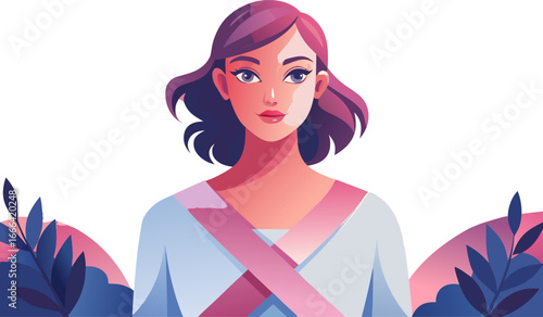 Illustrator Artwork Of Breast Cancer Awareness a of women