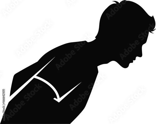 Vector art of a silhouette of a runner in a starting position, ready to sprint and compete in a race or marathon event