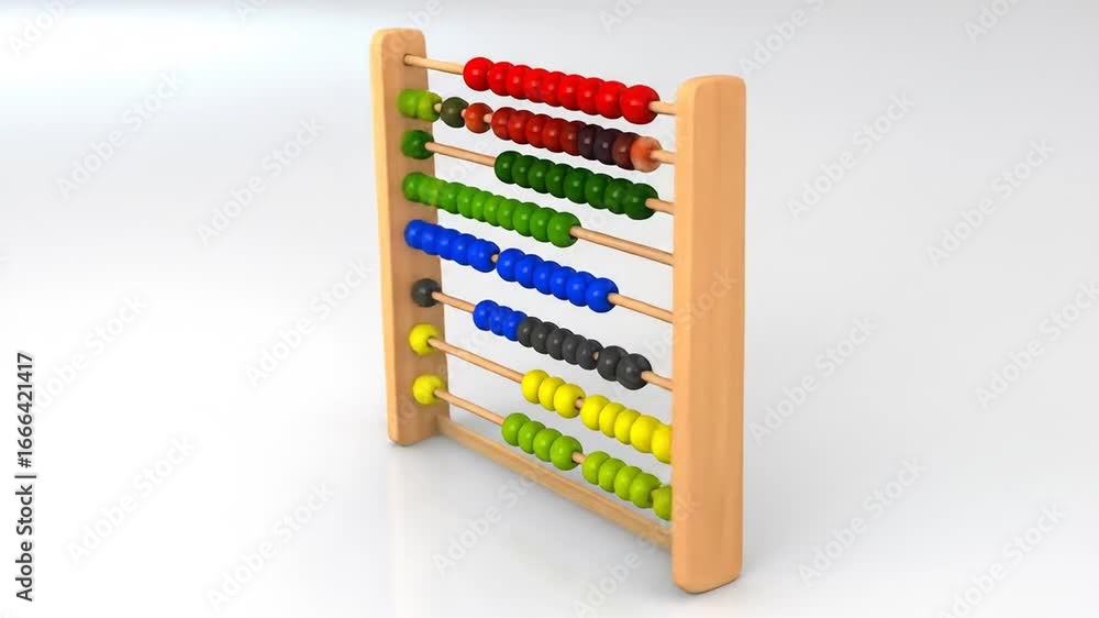 Wooden Abacus with Colorful Beads for Calculation and Education on White Background a Classic Tool for Teaching Arithmetic and Math Concepts