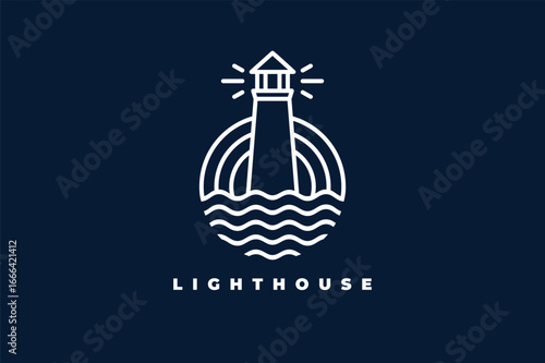 sea ​​lighthouse outline logo