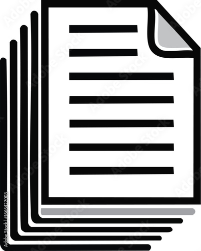 Paper documents icons. Line symbol and document icon. Paper symbol with single and multiple pages.contract, document, note, report, signs, documentation, file, form, graphic, office, page, vector