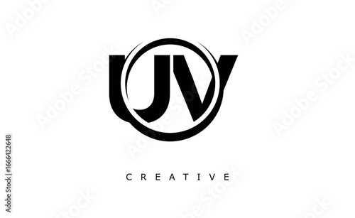 UV Letter Logo - Circular Monogram Emblem with Bold Minimal Design for Modern Branding