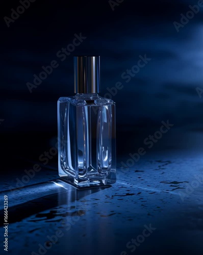 Wallpaper Mural Elegant Empty Glass Bottle Illuminated by Moonlight, Casting Shadows on Textured Surface, Evoking Mysterious Atmosphere in Dark, Moody Night Backdrop Torontodigital.ca