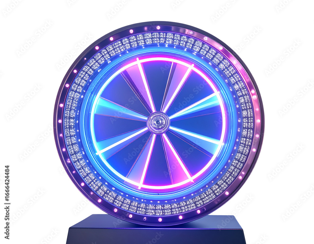 Obraz premium Luxury Diamond-Encrusted Fortune Wheel with Radiant Sparkles, Side View, Isolated
