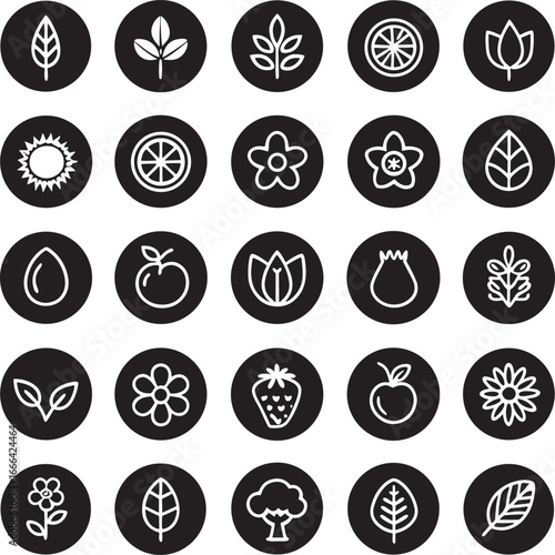 Sustainable Eco-Friendly Nature Outline Icons Set