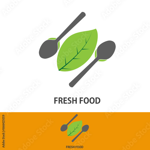Fresh Organic Food Logo with Leaf and Fruit Elements