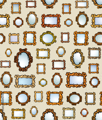 Framed mirrors. Vector drawing pattern