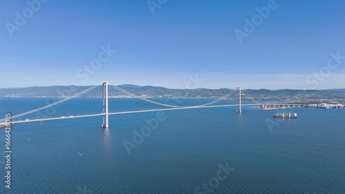 Magnificent Osman Gazi Bridge over the Blue Sea – Stunning 4K Aerial Drone View