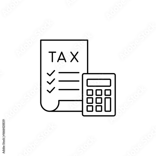 Tax document with a calculator