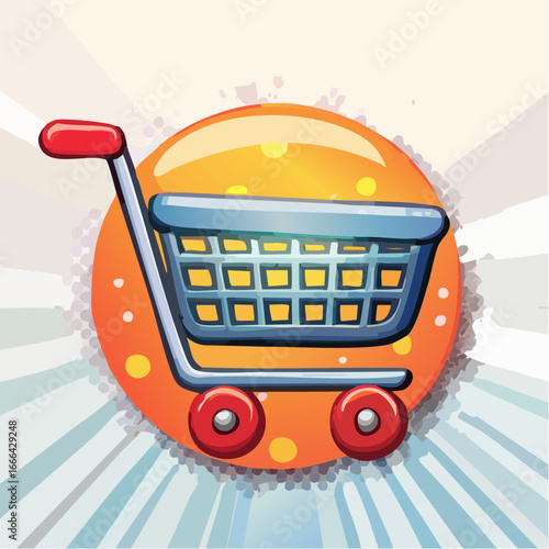 Ikona koszyka zakupowego w stylu wektorowym, symbol e-commerce, handlu online i zakupów.