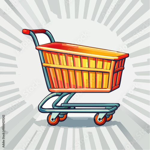 Ikona koszyka zakupowego w stylu wektorowym, symbol e-commerce, handlu online i zakupów.