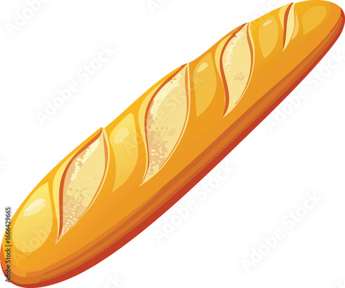 French baguette vector illustration. A classic loaf of crusty bread, isolated on a white background. Icon for bakeries, food menus, grocery stores, and French cuisine concepts. Generative AI