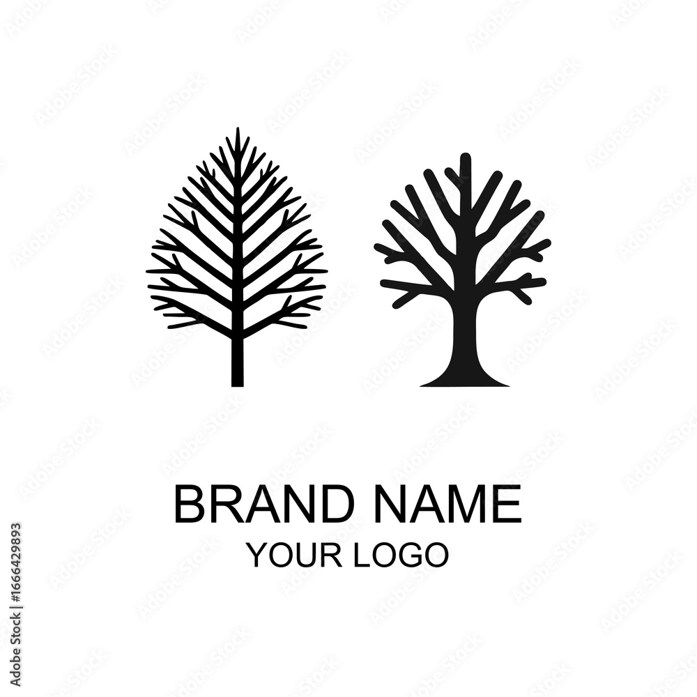 Obraz premium two logo tree line design vec...