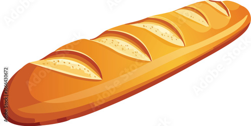 French baguette vector illustration. A classic loaf of crusty bread, isolated on a white background. Icon for bakeries, food menus, grocery stores, and French cuisine concepts. Generative AI