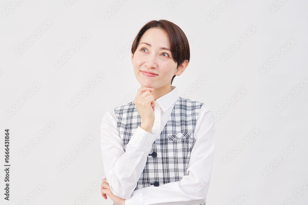 女性 事務員 想像する 白背景 女性 事務員 想像する 白背景