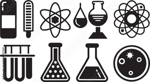 A collection of chemistry laboratory glassware and equipment for science research and chemical experiments