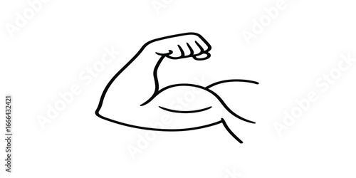 Print  Strong arm silhouette highlighting muscular bicep in minimalist line art style