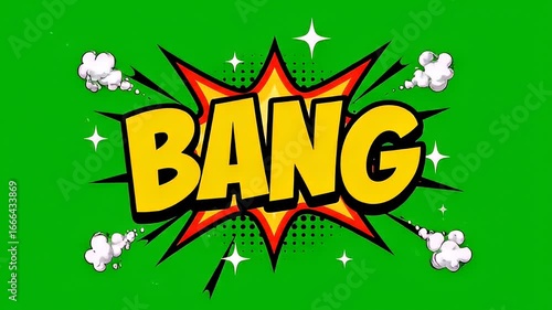 Explosive comic book action vector graphic with bold bang expression