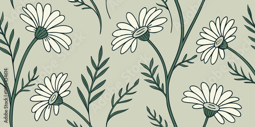 Vintage Hand-Drawn Floral Seamless Pattern (Sparse)