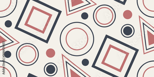 Abstract Retro Geometric Shapes Seamless Pattern (Scattered)