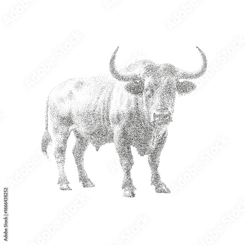 Dotwork Bull – Stippled Bovine Animal Vector