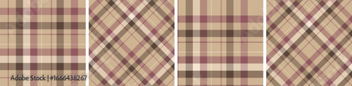 Autumn seamless plaid pattern set. tartan checkered fabric fashion texture background.