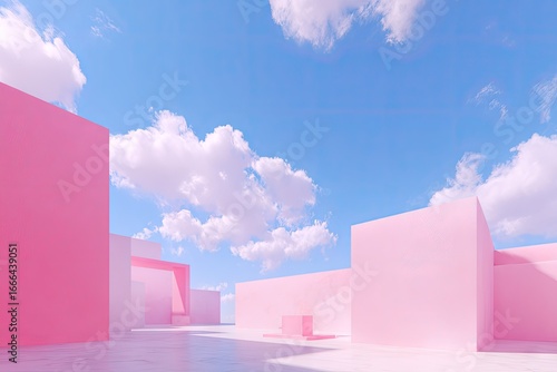 Wallpaper Mural Pink geometric structures against a vibrant sky. Torontodigital.ca