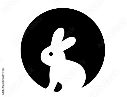 autumn icon 01A : Moon-Viewing White Rabbit, bunny, silhouette, festival, japanese, autumn, tsukimi, animal, cute, lunar, nature, cultural, seasonal, traditional, night, 