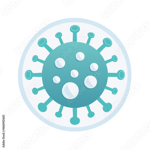 Blue Vector Virus Cell Image with Spikes and Circle Shape for Healthcare Background