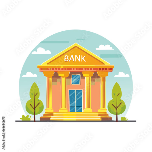 Bank building illustration classic architecture business facade