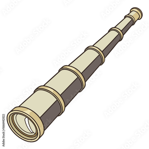 Illustration of a brown telescope with gold accents