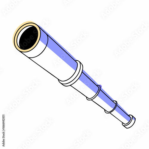 Illustration of a classic telescope, a vintage optical instrument for viewing distant objects