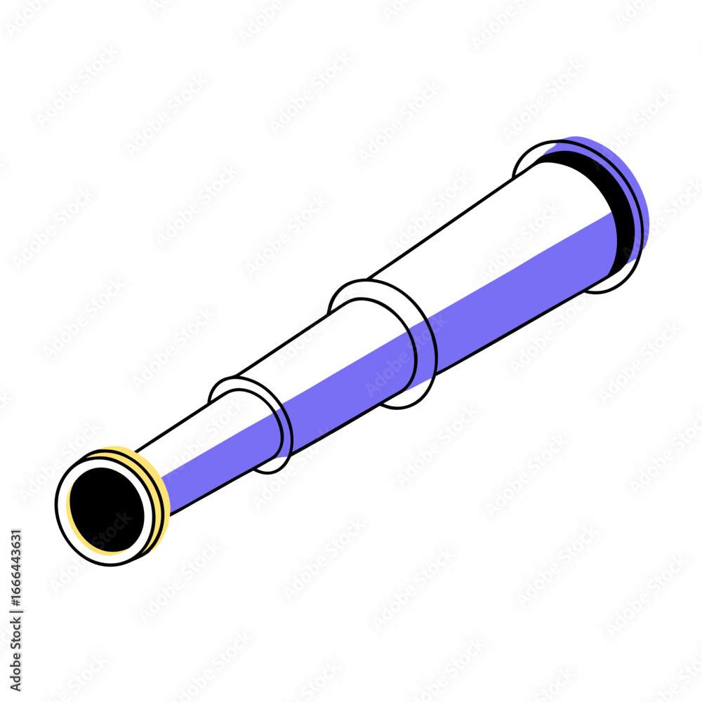 Fototapeta premium Vector art of vintage telescope for long distance viewing and exploration